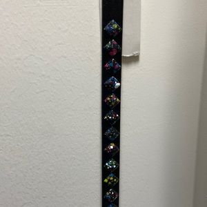 Black, splatter painted belt